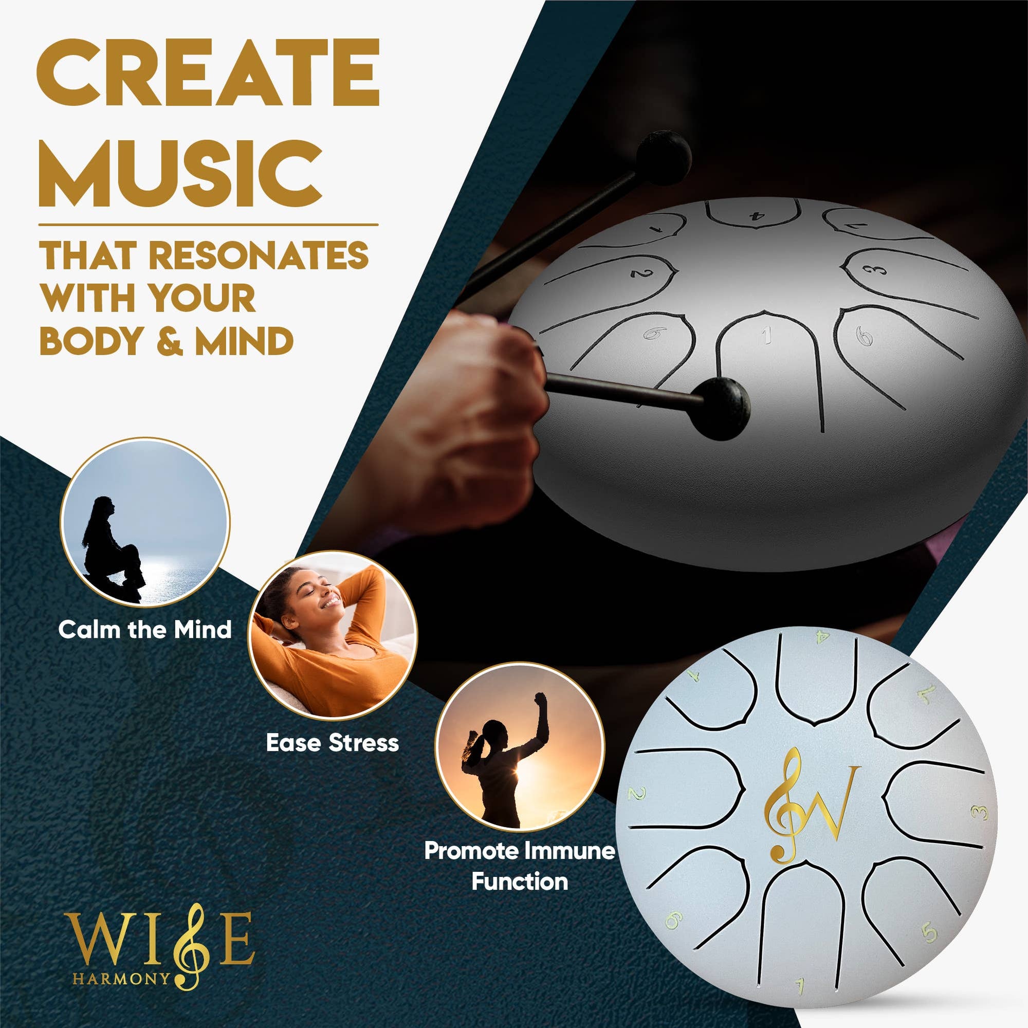 Discover peace with the Steel Tongue Drum 6-Inch 8-Notes, designed to create music that resonates with your body and mind. Experience calming melodies that ease stress and promote immune function through sound healing and relaxation.