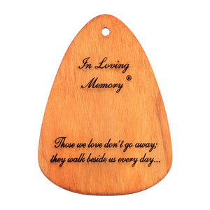 A wooden In Loving Memory® Bronze 24-inch Windchime with the words in loving memory, serving as a memorial tribute.