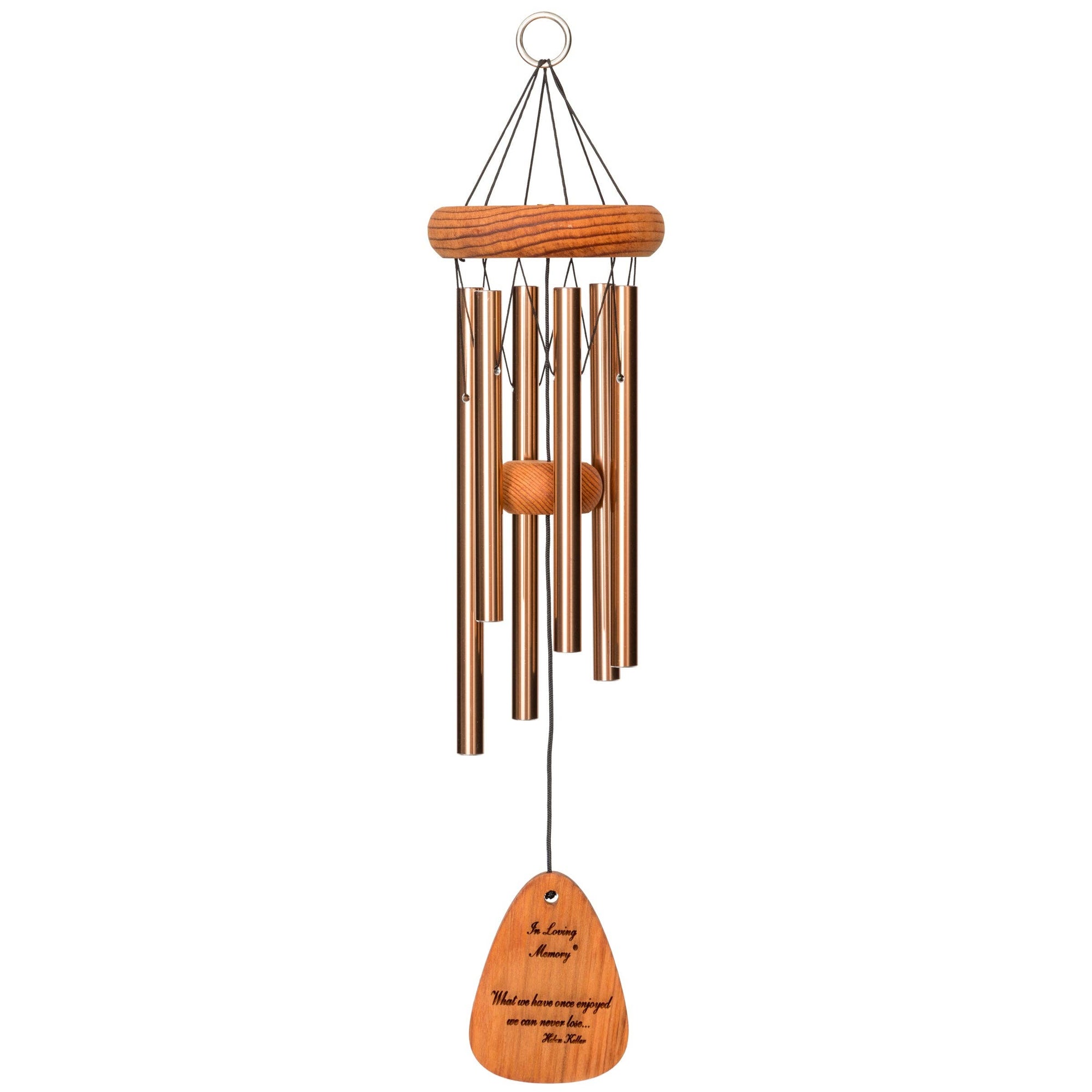 A personalized In Loving Memory® Bronze 18-inch Windchime hanging on a white background.