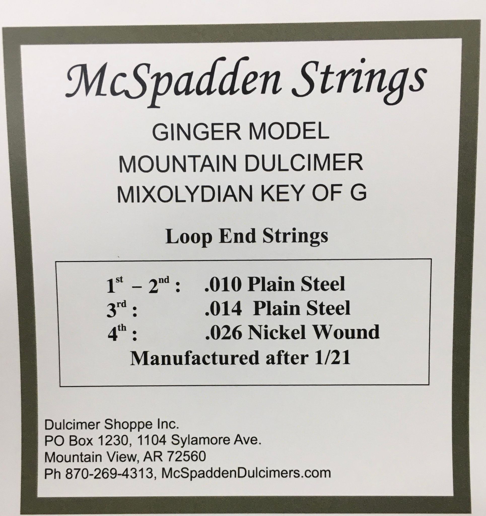 Mspenden strings Mixolydian String Set for Ginger Key of G Loop End mountain dulcimer mixylon 6 end strings.