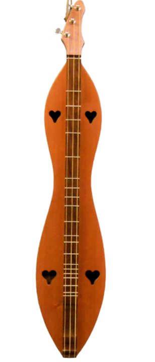 The 3FHWR is a hand-crafted, hourglass-shaped bass dulcimer with 3 strings, a flathead design, and a walnut back and sides paired with a redwood top.