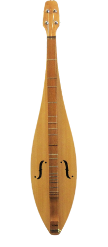 The 4FTCS dulcimer features four strings, a flathead design, teardrop shape, cherry back and sides, and spruce top—an ideal handcrafted instrument for beginners seeking quality.