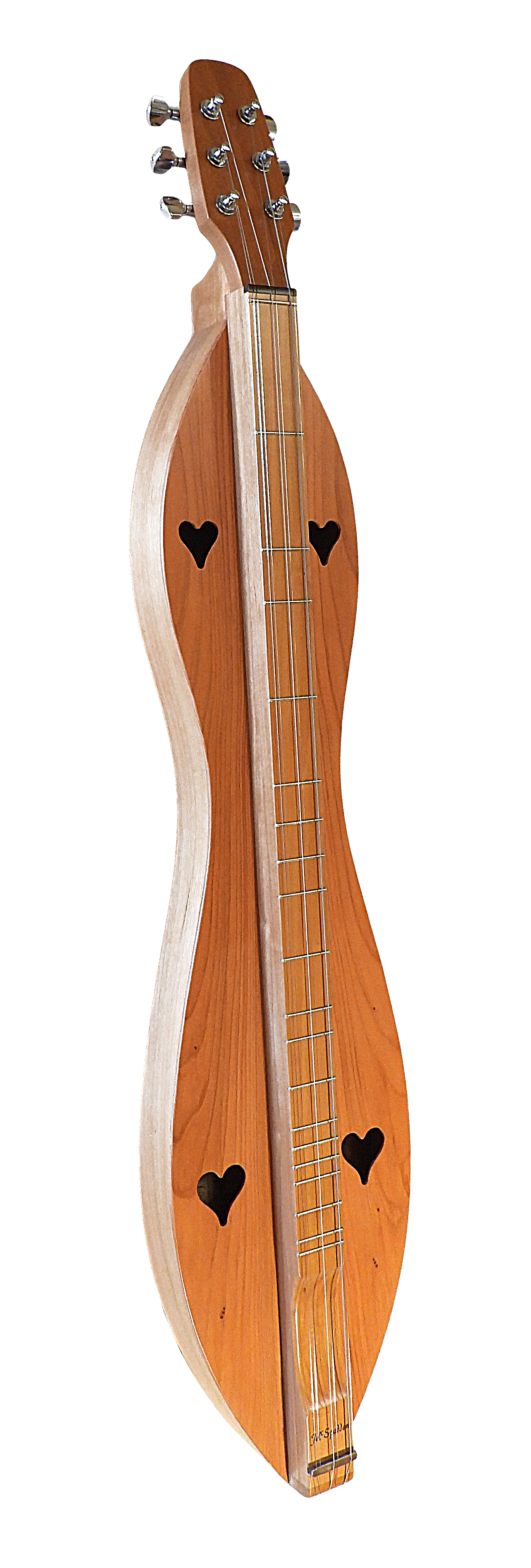 A 6 String Baritone, Flathead, Hourglass with Cherry back and sides, Redwood top (6FHCRB) with a bird on it.