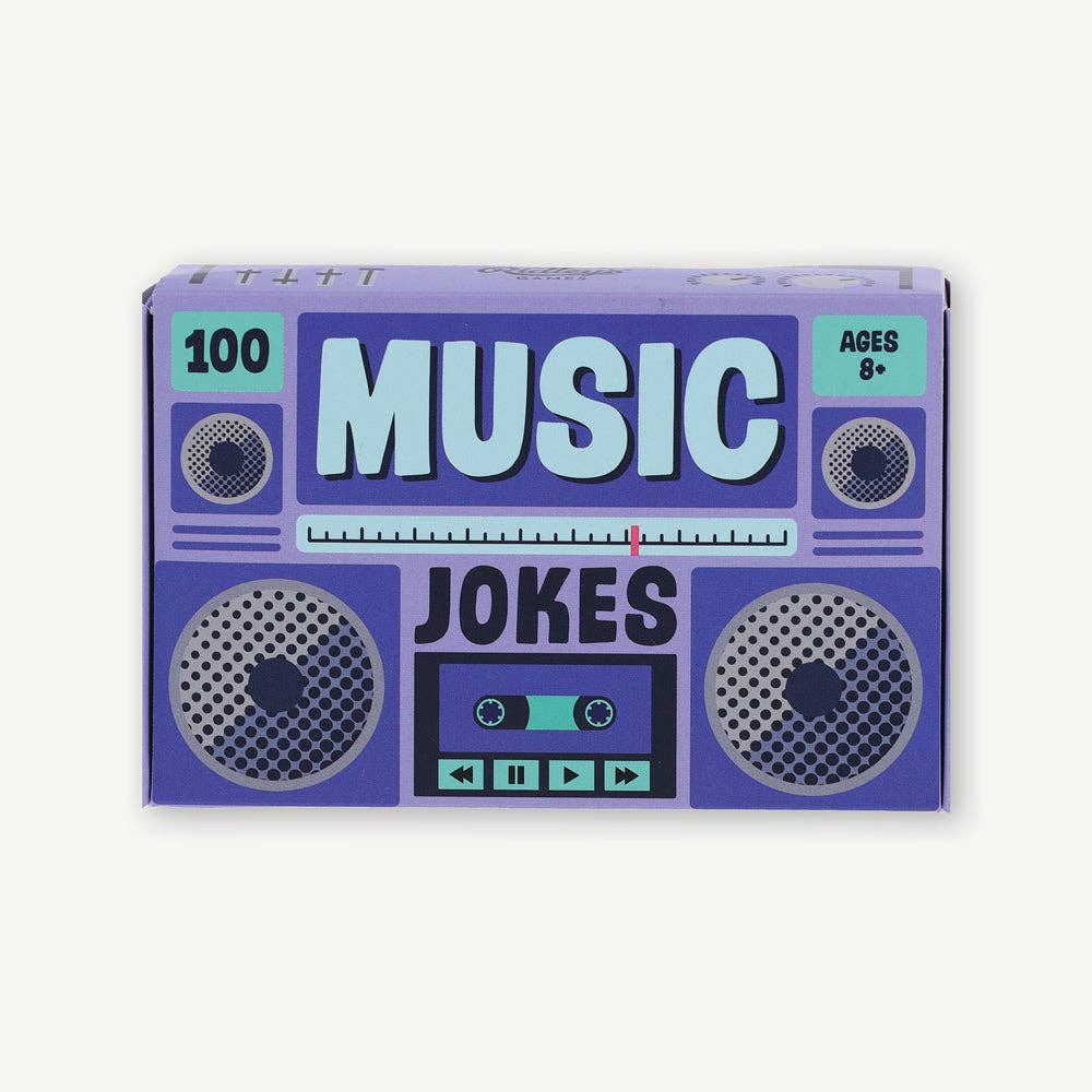 A delightful jigsaw puzzle featuring 100 Music Jokes cassette-style cards, perfect for any music lover.