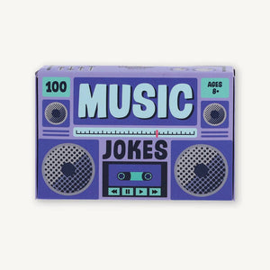 A delightful jigsaw puzzle featuring 100 Music Jokes cassette-style cards, perfect for any music lover.