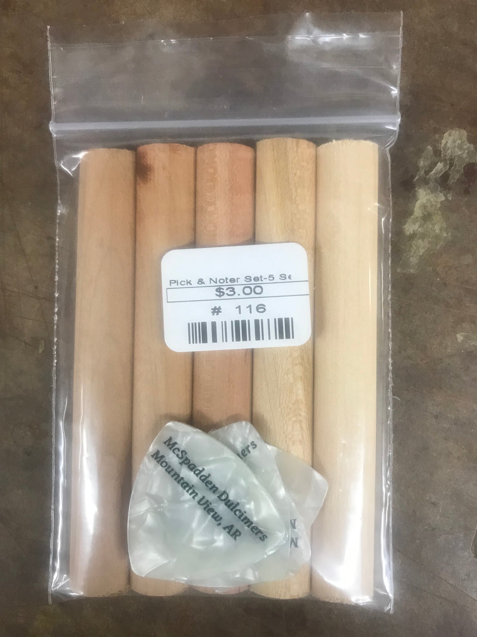 A package of Picks and Noters - set of 5 in a plastic bag.