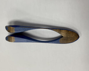 A pair of Heritage Musical Spoons Small, handmade in Canada, on a white surface.