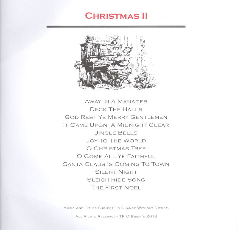 A Christmas II Lap Harp Packet cover featuring an image of a piano.