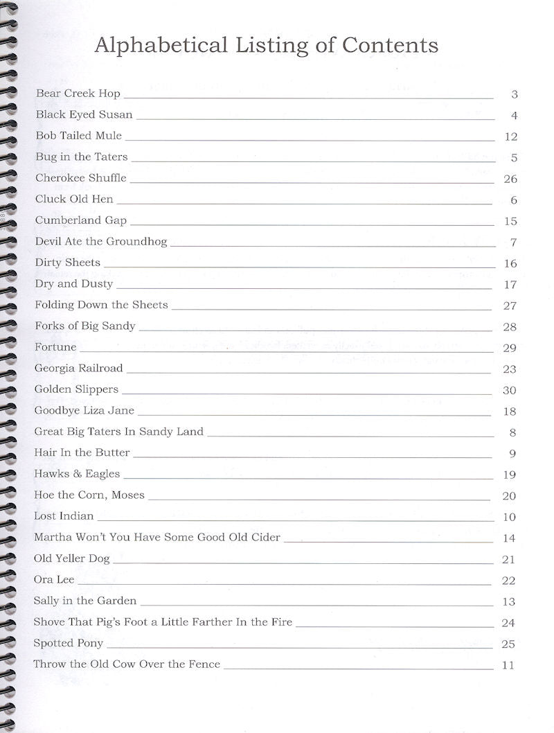 Alphabetical listing of downloadable audio tracks from Hoedowns and Breakdowns - by Larry Conger.