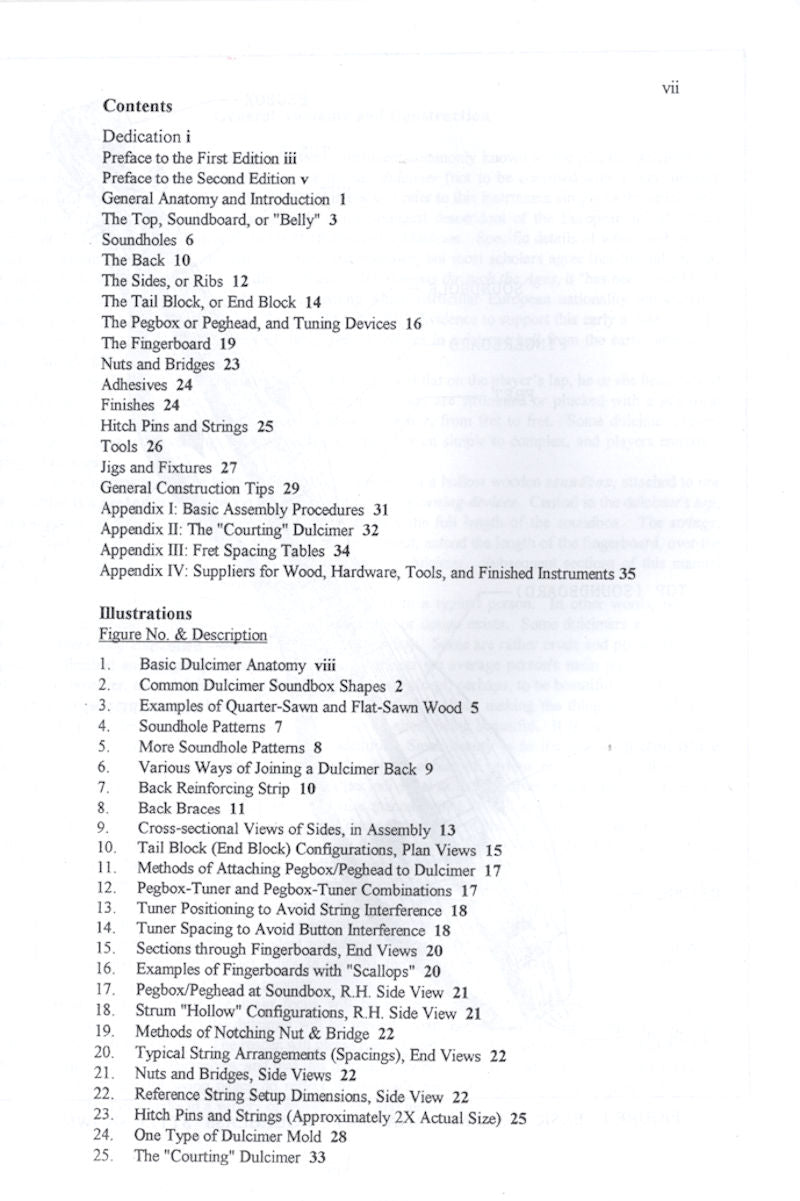 A Dulcimer Builders Reference Manual - by Scott Antes, a companion paper with a list of names and numbers.
