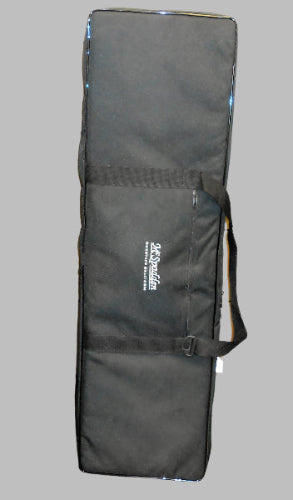 An upgraded black nylon carrying case with handles, featuring a "Boss" and "RC" logo, is perfect for transporting your gear. Available as a Pro (Foam Core) Case Upgrade only with dulcimer purchase.
