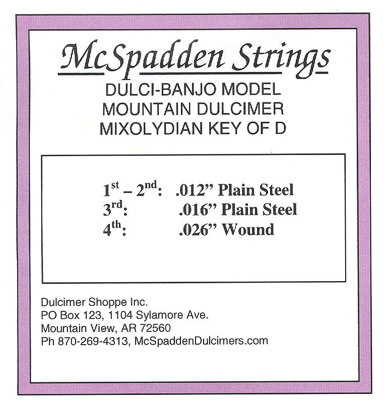 Ms Spaden strings duo Dulci-Banjo-Mixolydian (D) String Set with D-A-D tuning.