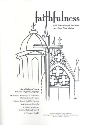 The cover of the Faithfulness book by Linda Brockinton featuring Galax Style and Gospel Hymns melodies.