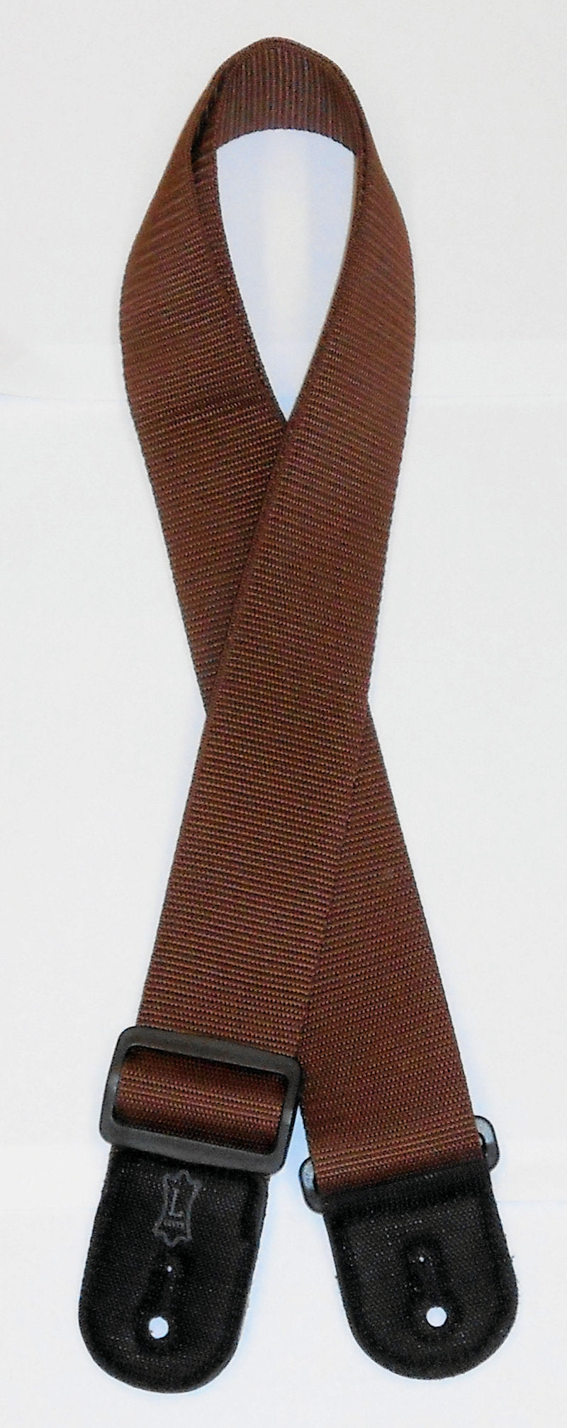 An adjustable Nylon Strap - Brown with a black buckle.