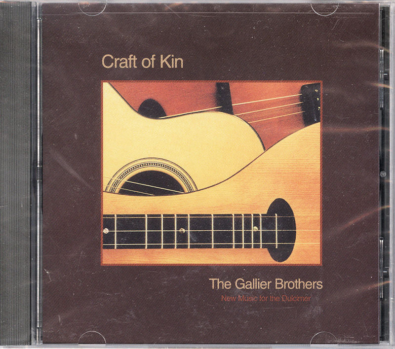 CD cover showcasing acoustic guitars and traditional music elements, emblazoned with "Craft of Kin" and "The Gallier Brothers – New Music for the 'Que'er." This original composition pays homage to national dulcimer champions, capturing timeless artistry.
