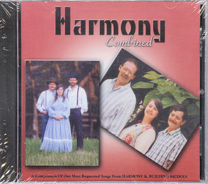Cd cover titled "Combined - by Harmony" featuring two photos of smiling couples in outdoor settings, with text about a compilation of requested songs.