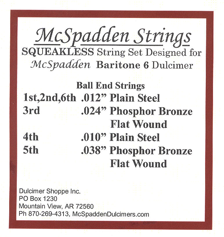 Dulcimer String Set Squeakless String Set for Baritone 6 String Dulcimer - The Dulcimer Shoppe