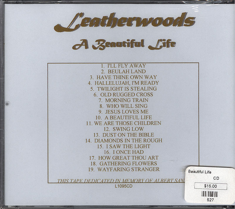 A CD titled "A Beautiful Life - by Leatherwoods" featuring mountain dulcimer and guitar.