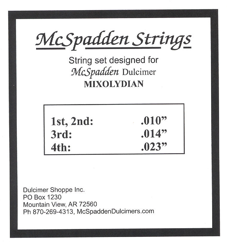 Dulcimer String Set Mixolydian Set of Strings Key of D Loop End - The Dulcimer Shoppe