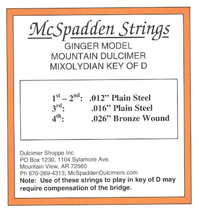 Mspadden Ginger String Set-Key of D Ball End mountain duluth dk.