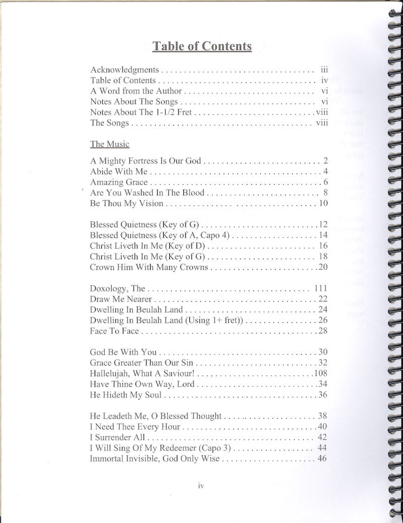 A table of contents for "50 of My Favorite Hymns by John Sackenheim".