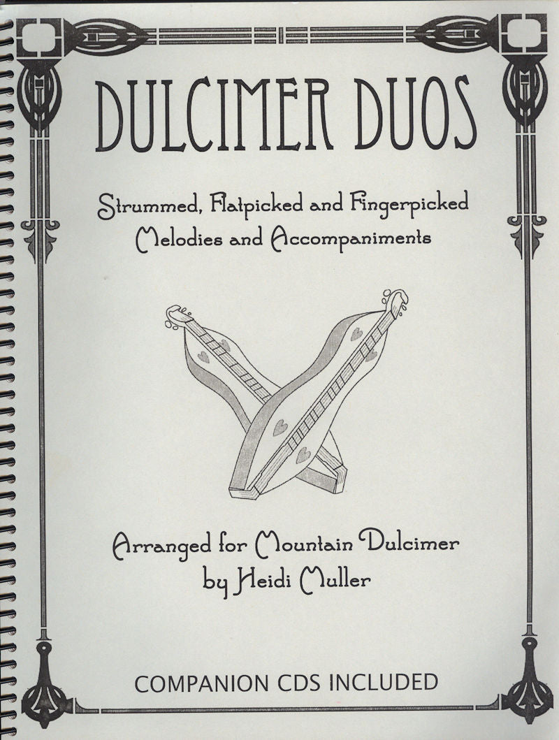 A Dulcimer Duos - Book/CD by Heidi Muller featuring a combination of text and pictures.