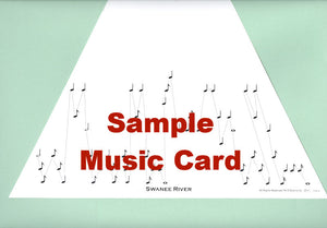 A Lap Harp - Oak Top music card featuring the words "sample music card" by TK O'Brien.