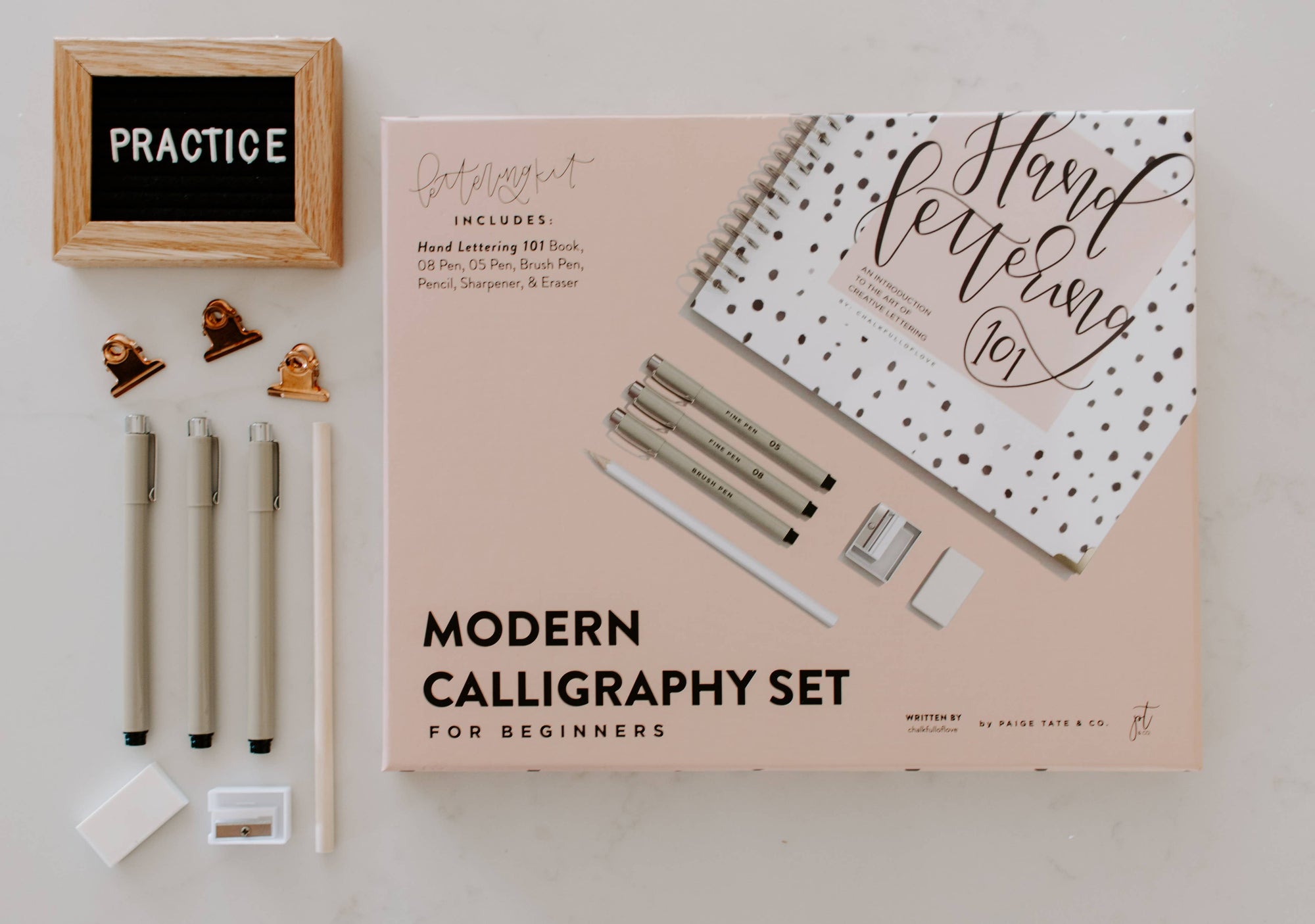 A Modern Calligraphy Set for Beginners featuring creative lettering pens and pencils.